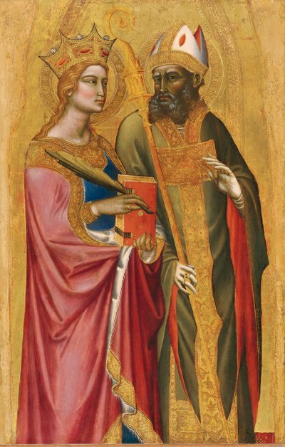 Saint Catherine and a Bishop Saint by Angelo di Puccinelli